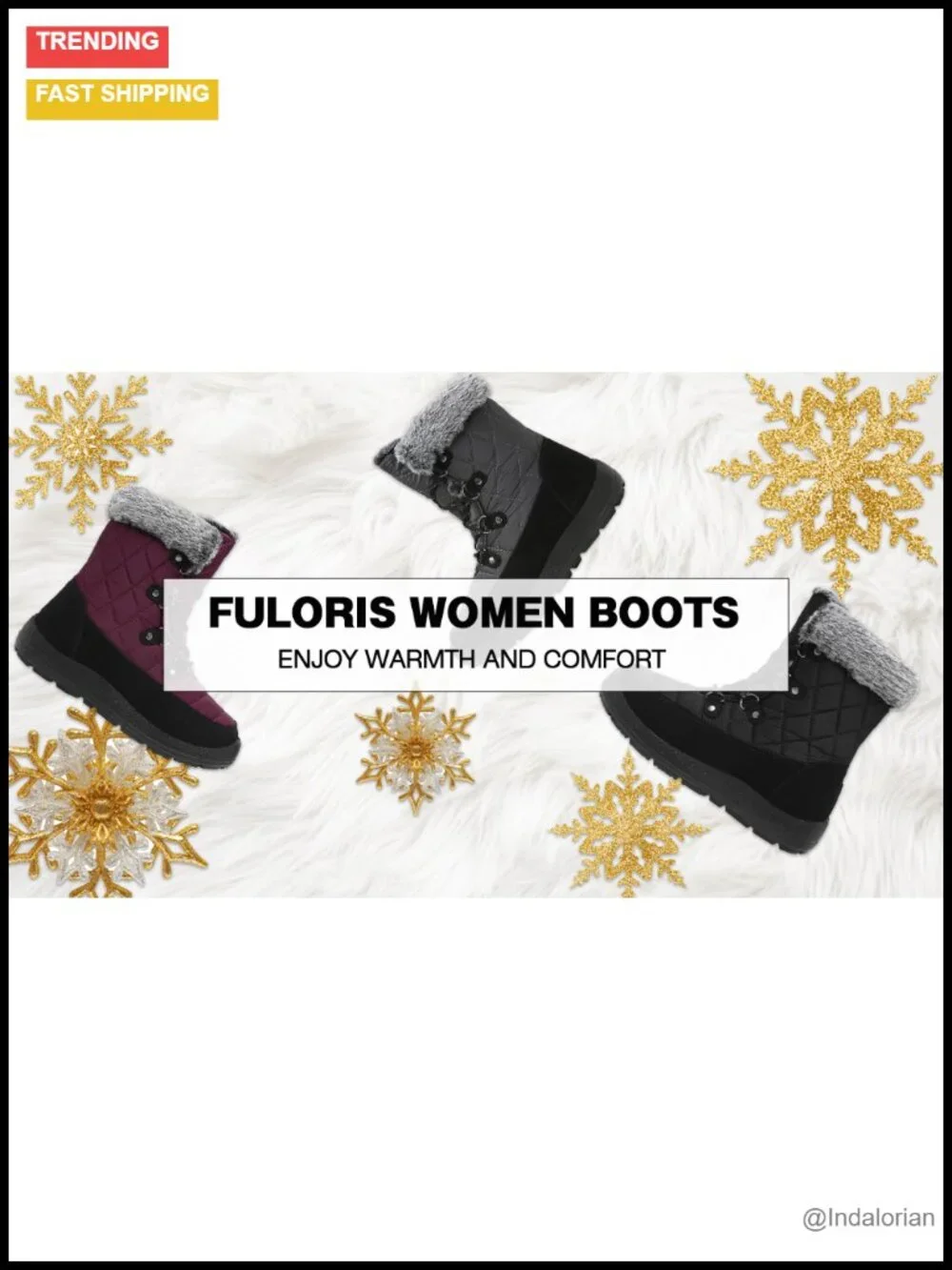 Waterproof Winter Snow Boots Warm Insulation Fur Lined Non Slip Mid-Calf